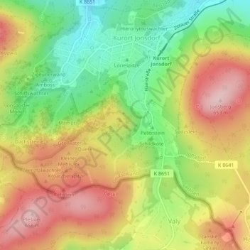 Mappa topografica Bruder Klaus, altitudine, rilievo