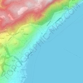 Mappa topografica Gargnano, altitudine, rilievo