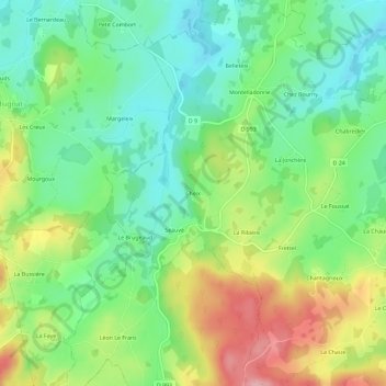Mappa topografica Cheix, altitudine, rilievo