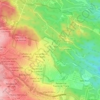 Mappa topografica Paseo de la Reina, altitudine, rilievo