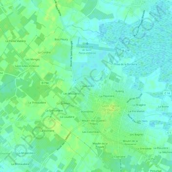 Mappa topografica L'Oumière, altitudine, rilievo