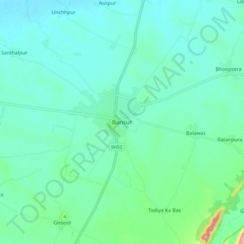 Mappa topografica Bansur, altitudine, rilievo