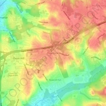 Mappa topografica Phelps Corner, altitudine, rilievo