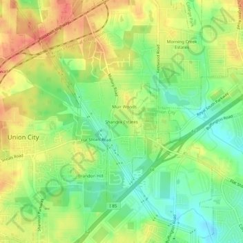 Mappa topografica Shandra Estates, altitudine, rilievo