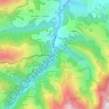 Mappa topografica Anttonenea, altitudine, rilievo