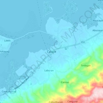 Mappa topografica Calape, altitudine, rilievo