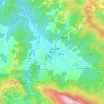 Mappa topografica Oñate, altitudine, rilievo