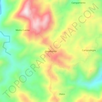 Mappa topografica Guadualejo, altitudine, rilievo