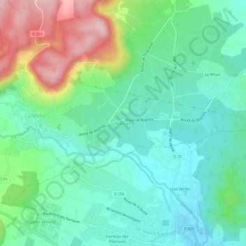 Mappa topografica Clastron, altitudine, rilievo