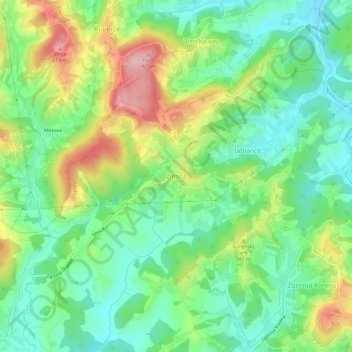 Mappa topografica Zimica, altitudine, rilievo