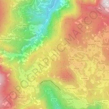 Mappa topografica Virti, altitudine, rilievo