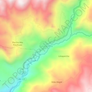 Mappa topografica Cusicancha, altitudine, rilievo