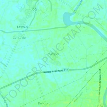 Mappa topografica Manalad, altitudine, rilievo