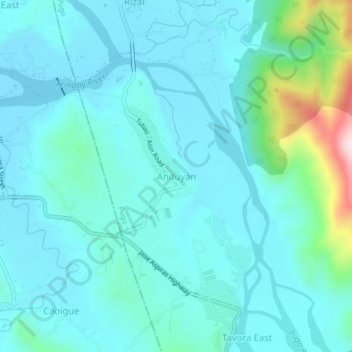 Mappa topografica Anduyan, altitudine, rilievo