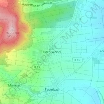 Mappa topografica Hoch-Weisel, altitudine, rilievo