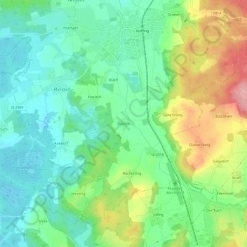 Mappa topografica Eberloh, altitudine, rilievo
