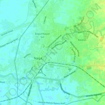 Mappa topografica Tinago, altitudine, rilievo