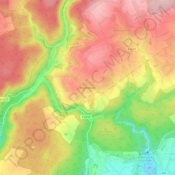 Mappa topografica Eckartsbrunn, altitudine, rilievo