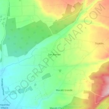 Mappa topografica San Ramon, altitudine, rilievo