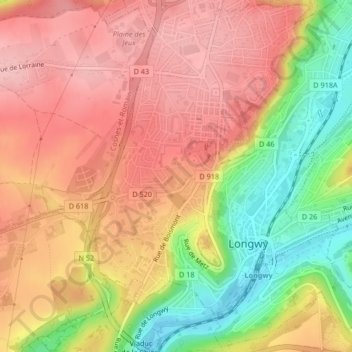 Mappa topografica La Colombe, altitudine, rilievo