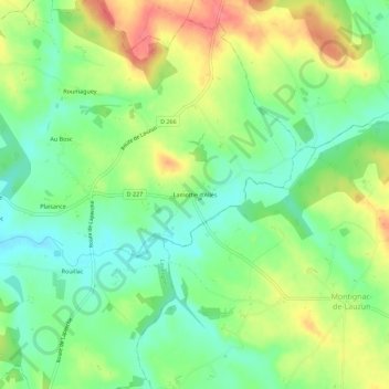 Mappa topografica Lamothe d'Allès, altitudine, rilievo