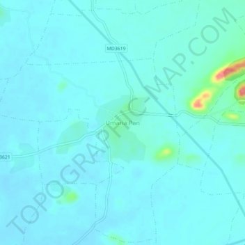 Mappa topografica Umaria Pan, altitudine, rilievo