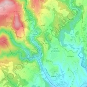 Mappa topografica Mas du Bosc, altitudine, rilievo