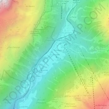 Mappa topografica Les Chosalets, altitudine, rilievo