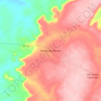 Mappa topografica União do Norte, altitudine, rilievo