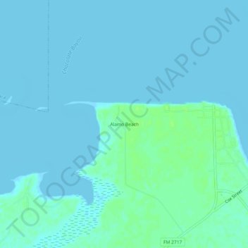Mappa topografica Alamo Beach, altitudine, rilievo