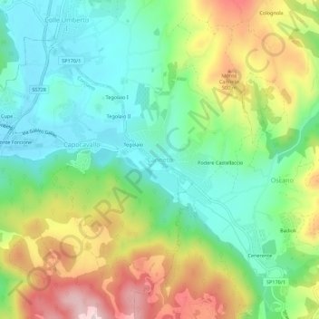 Mappa topografica Canneto, altitudine, rilievo