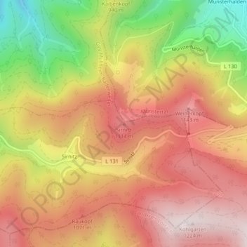 Mappa topografica Sirnitz, altitudine, rilievo