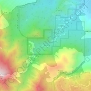 Mappa topografica Ramsey, altitudine, rilievo