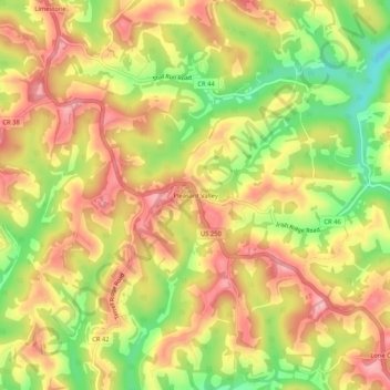 Mappa topografica Pleasant Valley, altitudine, rilievo