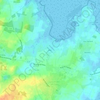 Mappa topografica Bilac, altitudine, rilievo