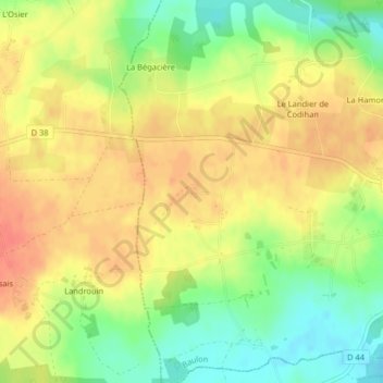 Mappa topografica Couabot, altitudine, rilievo