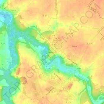 Mappa topografica Équillemont, altitudine, rilievo