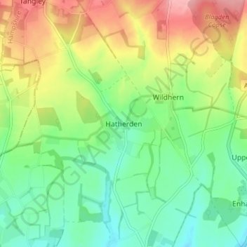 Mappa topografica Hatherden, altitudine, rilievo