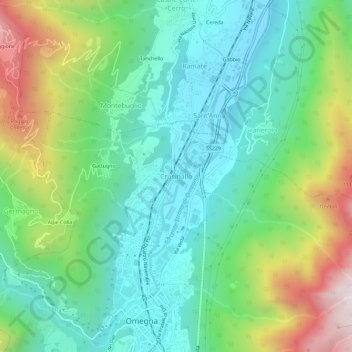 Mappa topografica Crusinallo, altitudine, rilievo