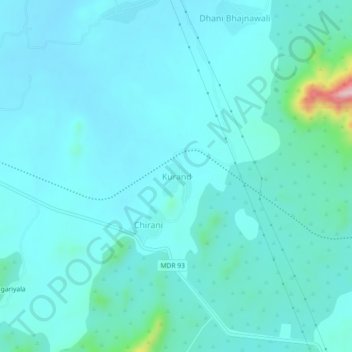 Mappa topografica Kurand, altitudine, rilievo