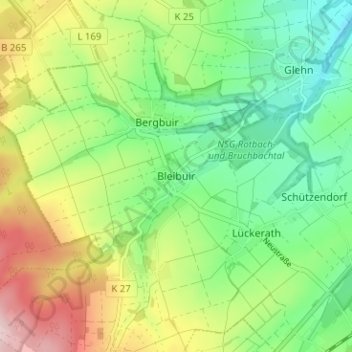 Mappa topografica Bleibuir, altitudine, rilievo