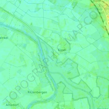Mappa topografica Klein Eissel, altitudine, rilievo