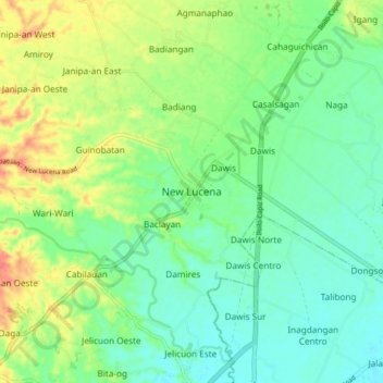Mappa topografica New Lucena, altitudine, rilievo
