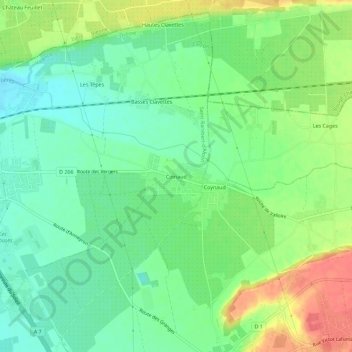 Mappa topografica Coinaud, altitudine, rilievo