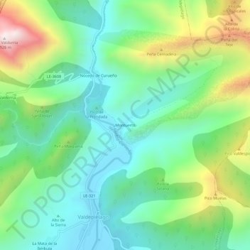 Mappa topografica Montuerto, altitudine, rilievo