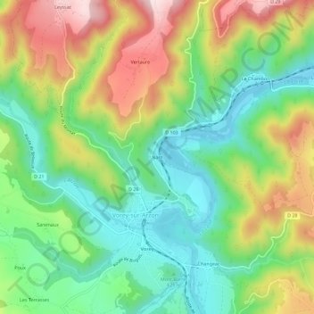 Mappa topografica Nant, altitudine, rilievo