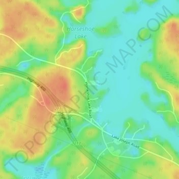Mappa topografica Horseshoe Lake, altitudine, rilievo