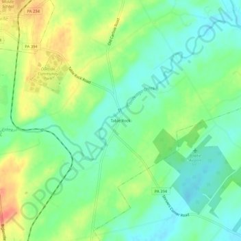 Mappa topografica Table Rock, altitudine, rilievo