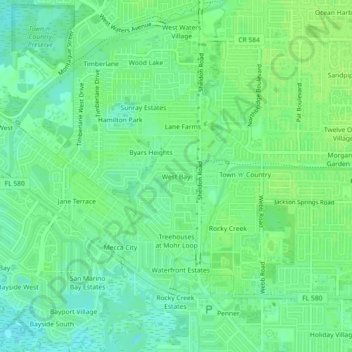Mappa topografica West Bay, altitudine, rilievo