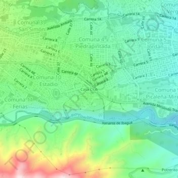 Mappa topografica Casa Club, altitudine, rilievo